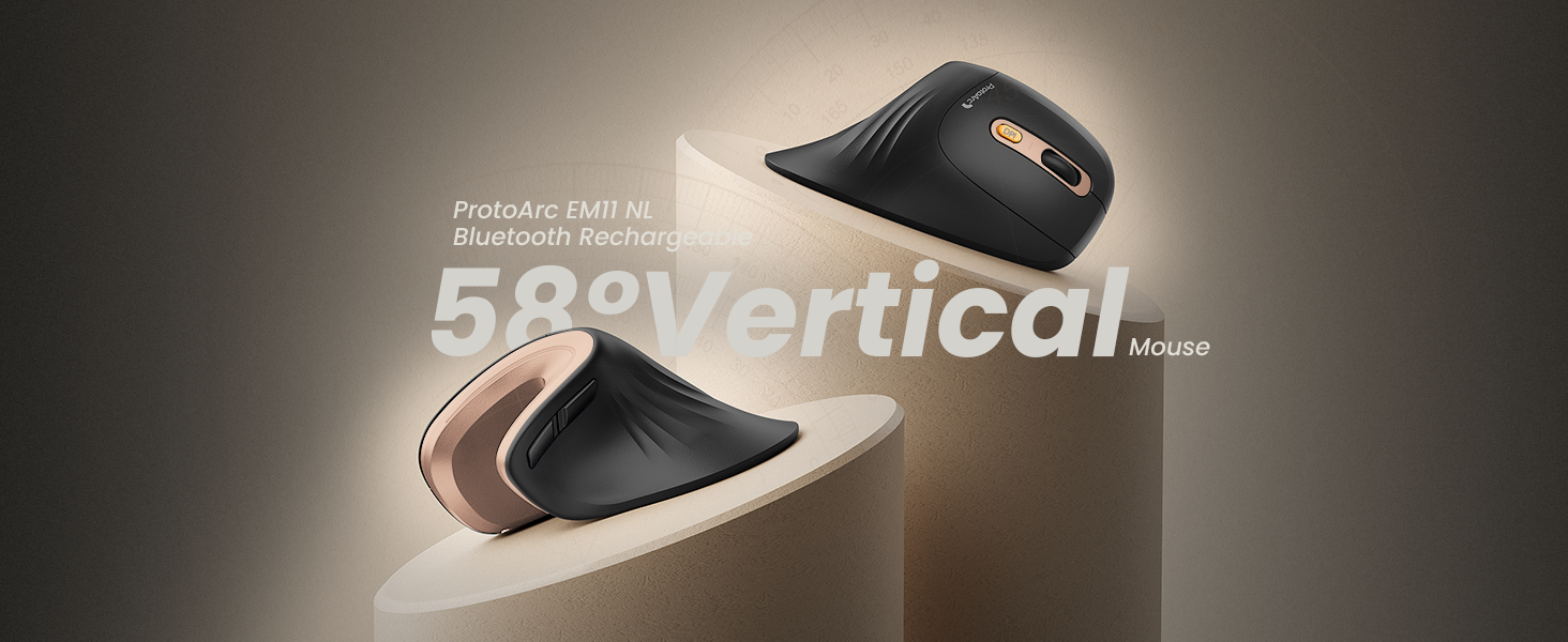 ProtoArc EM11 Ergonomic Vertical Wireless Mouse Rechargeable