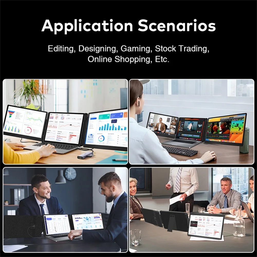 14" FHD IPS Dual Portable Monitor Screen Extender