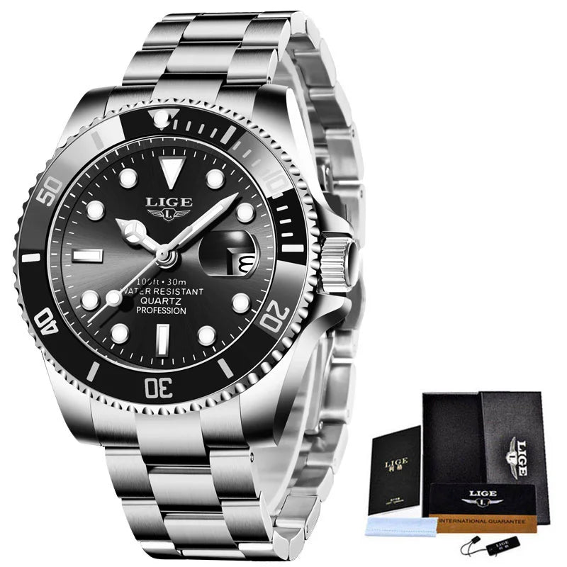 LIGE 10045 Men's Diver Sports Quartz Watch