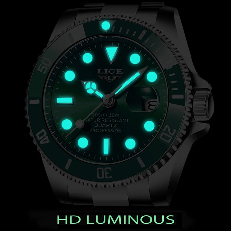 LIGE 10045 Men's Diver Sports Quartz Watch