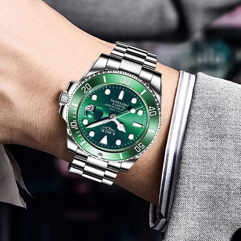 LIGE 10045 Men's Diver Sports Quartz Watch