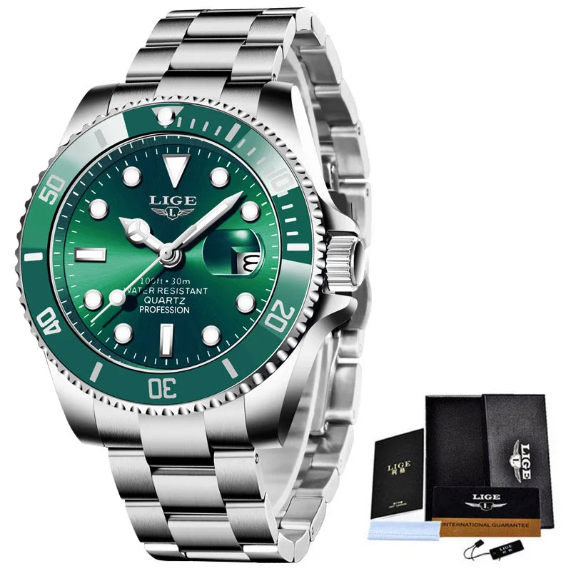LIGE 10045 Men's Diver Sports Quartz Watch
