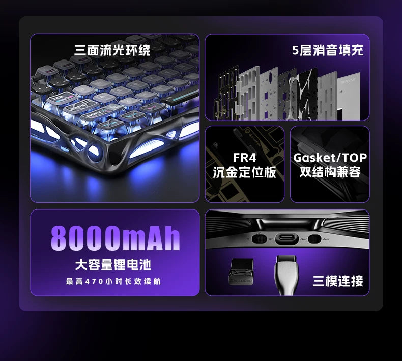 GravaStar K1 Breaking Cocoon Mechanical Keyboards Long Battery Life Custom Wireless Tri-Mode Gaming Keyboard PC Accessories Gift