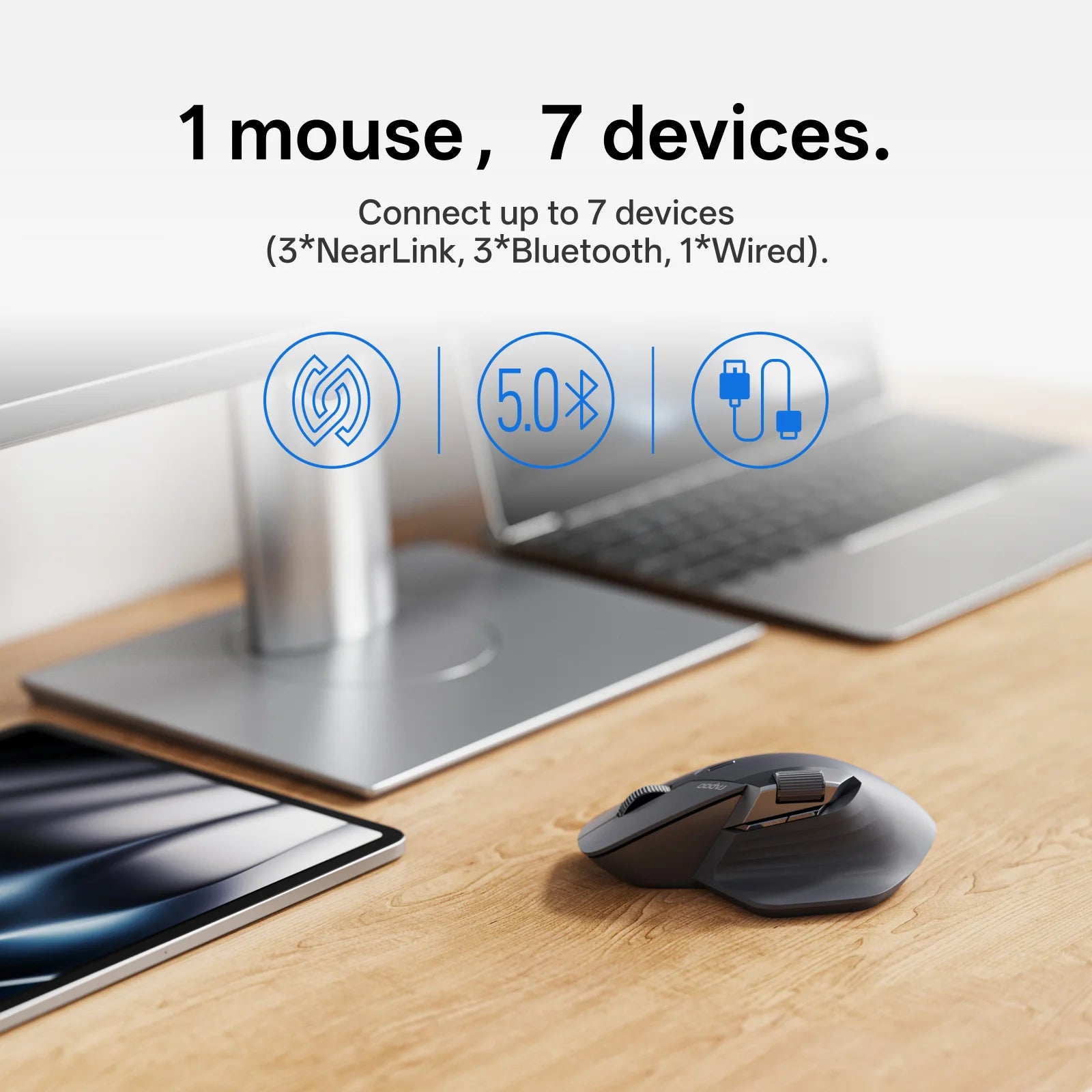 Rapoo MT720PRO Wireless Mouse 12000 DPI NearLink Bluetooth