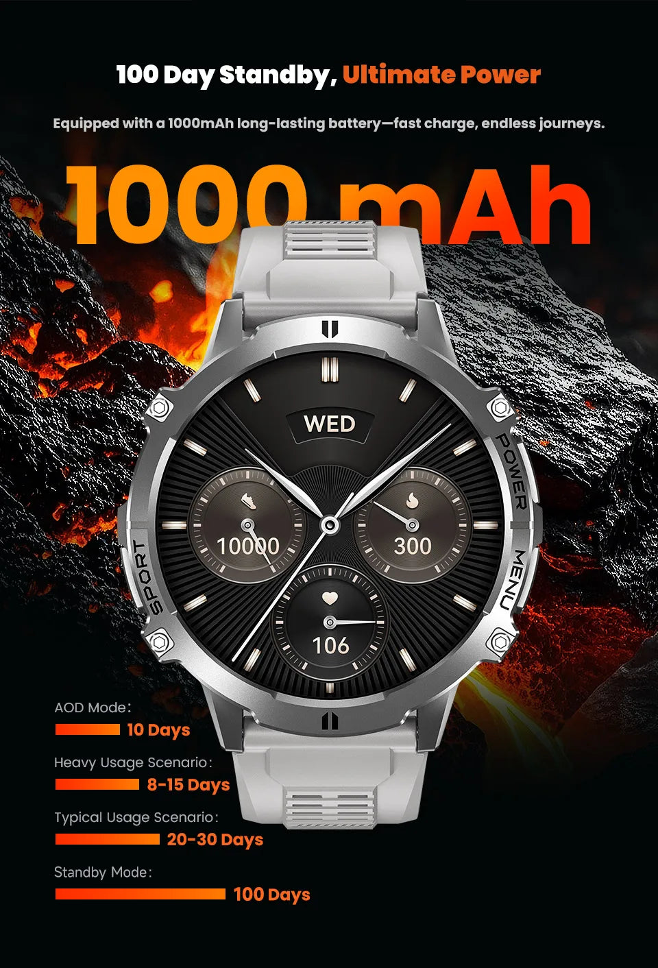 Large Battery Outdoor Smart Watch