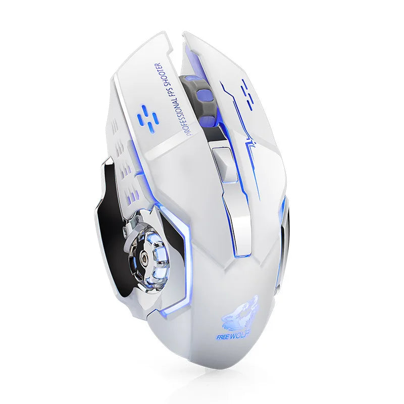 Free Wolf X8 Wireless Mouse Charging Gaming Mouse Mute Backlit Mechanical Ergonomic Optical Computer Accessories for Pc Laptop