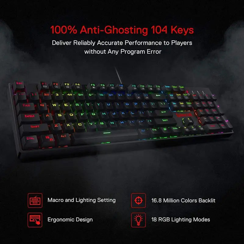 Redragon K582 SURARA 104-Key RGB Mechanical Gaming Keyboard