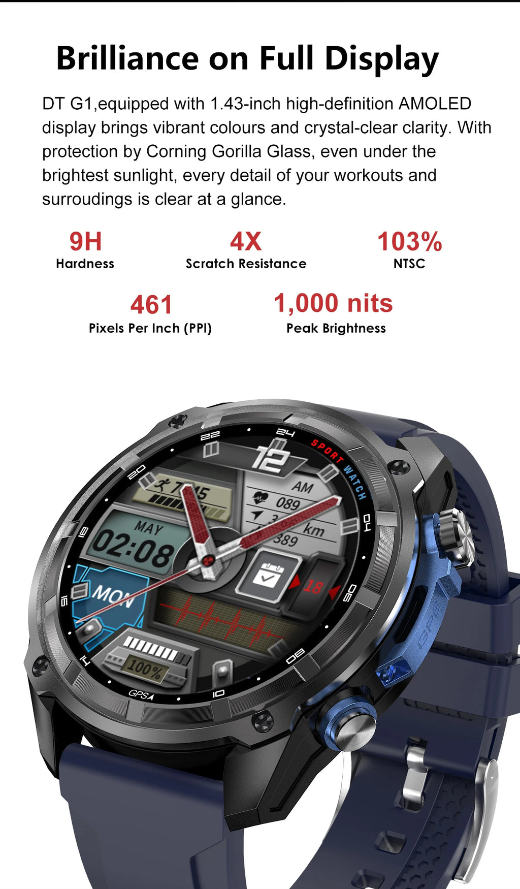 Military GPS Smart Watch – 860mAh