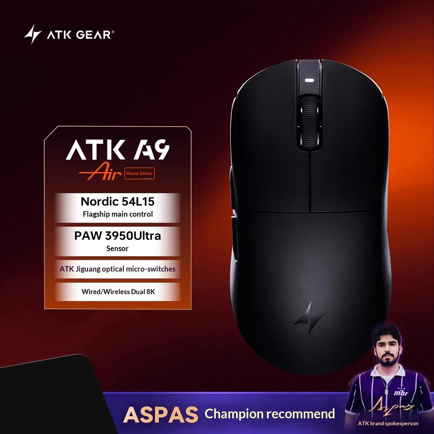 ATK DragonFly A9 Air Wireless Gaming Mouse 42000 DPI 8KHz