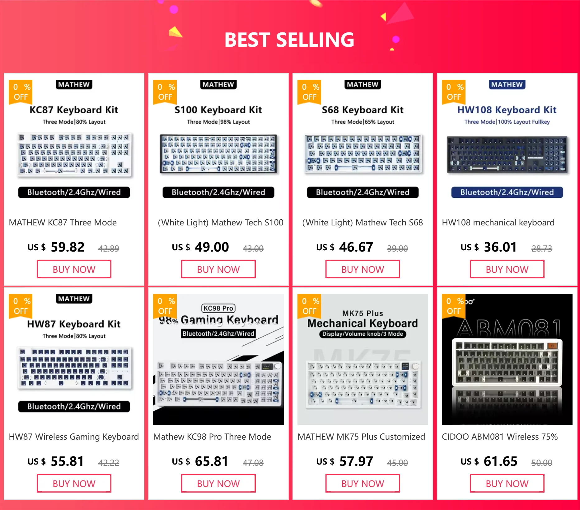YG102 96% Wireless RGB Mechanical Keyboard 102-Key
