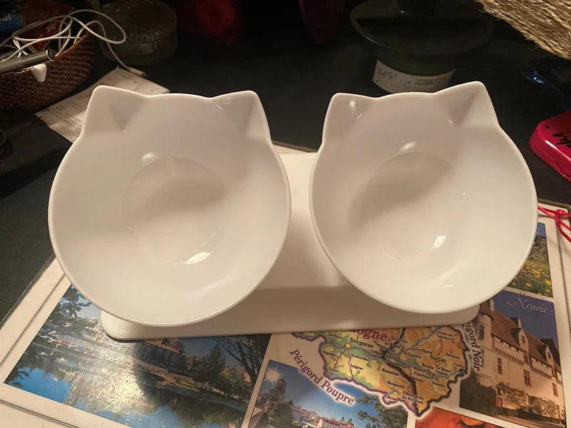 Non-Slip Double Pet Bowl with Stand – Cat & Dog Feeder