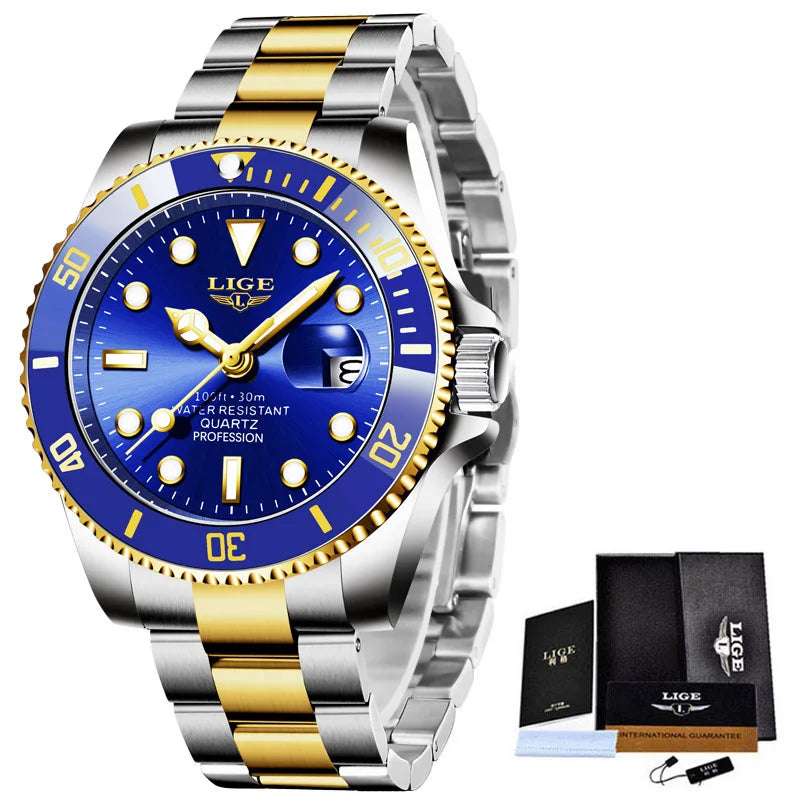 LIGE 10045 Men's Diver Sports Quartz Watch