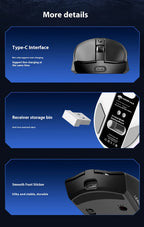 NexusClick Dual Mode Wireless Gaming Mouse,Lightweight RGB Backlit Magnetic Charging Dock DPI Adjustable Ergonomic for Laptop PC