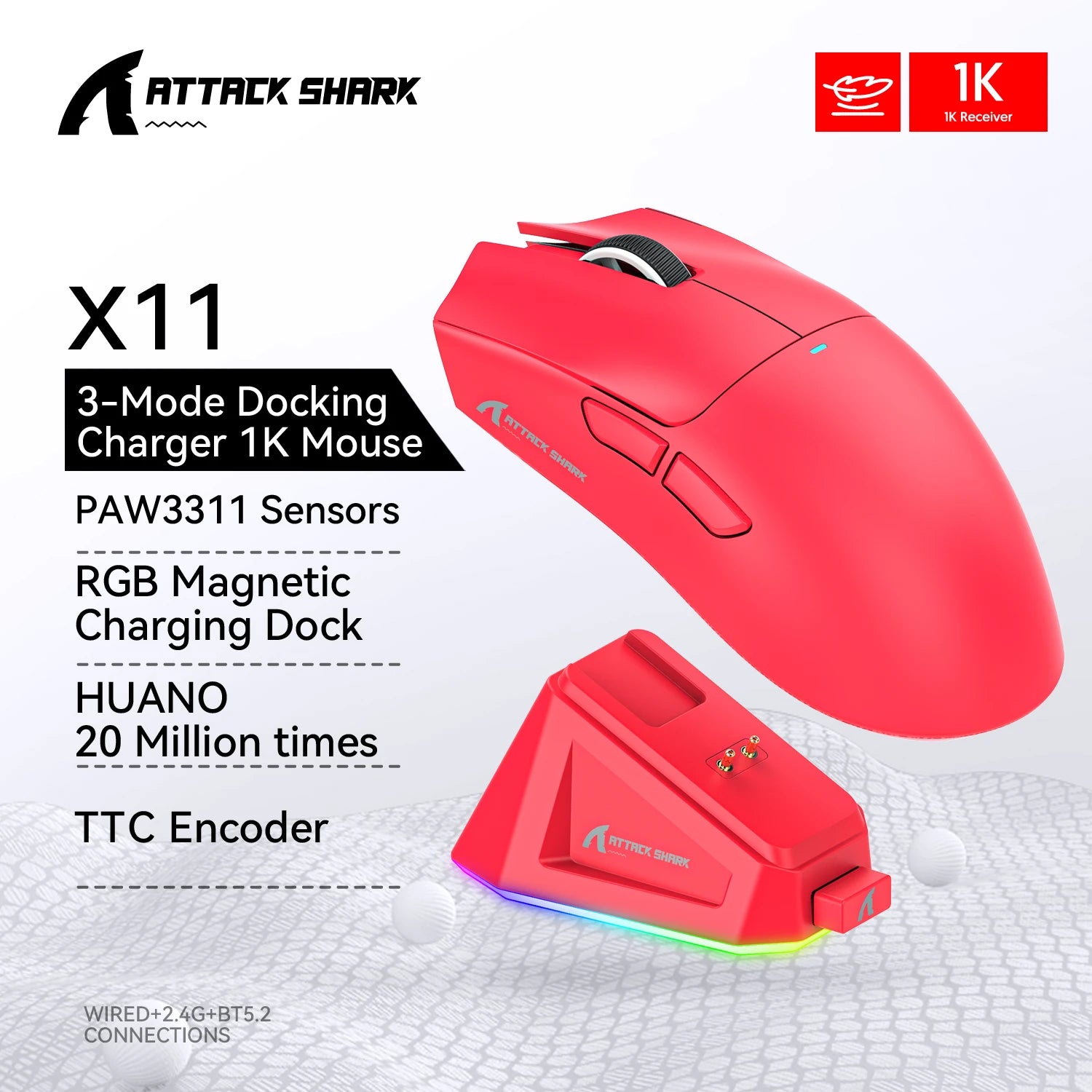 ATTACK SHARK X11 Wireless Gaming Mouse 22000 DPI 3-Mode