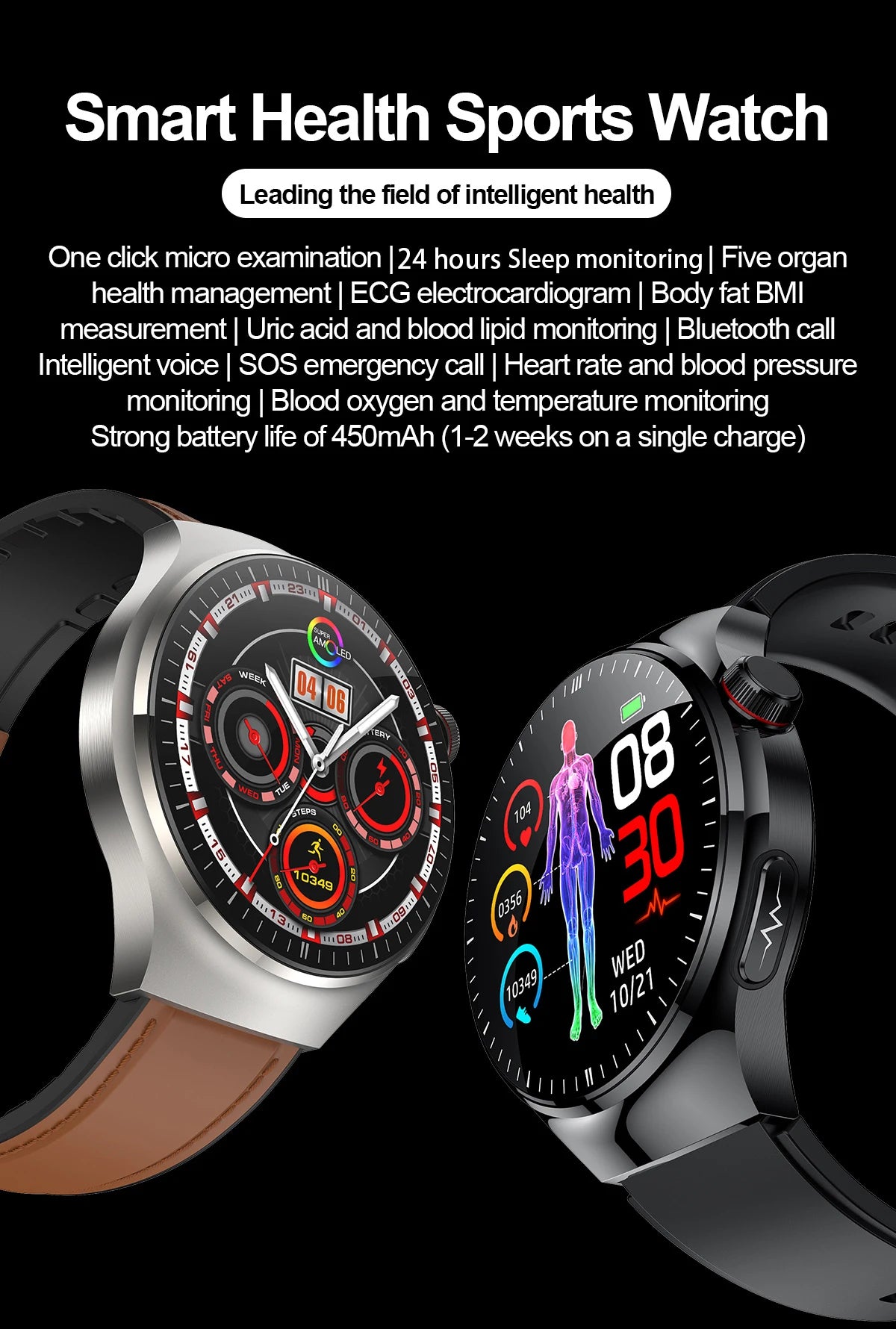 ECG Uric Acid Health Smart Watch