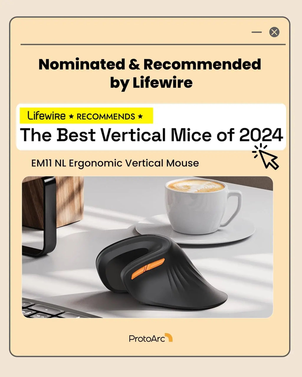 ProtoArc EM11 Ergonomic Vertical Wireless Mouse Rechargeable
