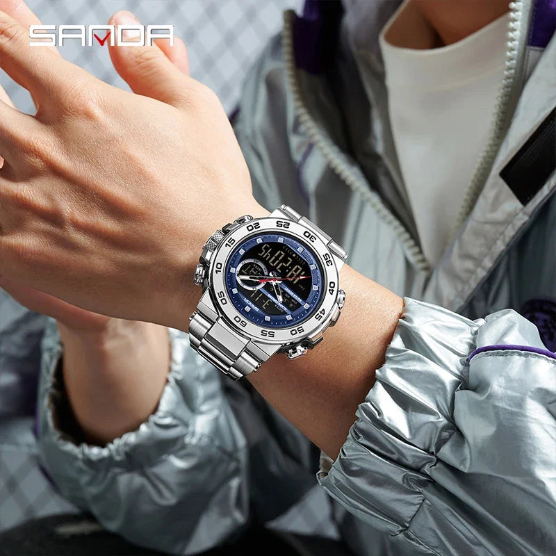 SANDA 6296 Men's Dual Display Sports Watch