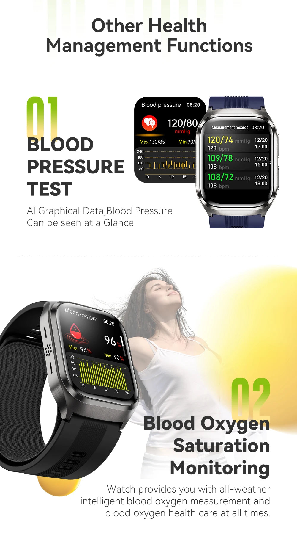 ECG+PPG Airbag Smart Watch