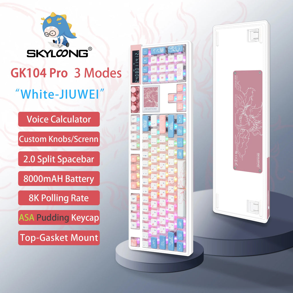 SKYLOONG GK104 Pro Mechanical Keyboard Wireless Gaming Keyboard Full-Size RGB PBT Keycap Hot-swap Silent Switch PC Accessories