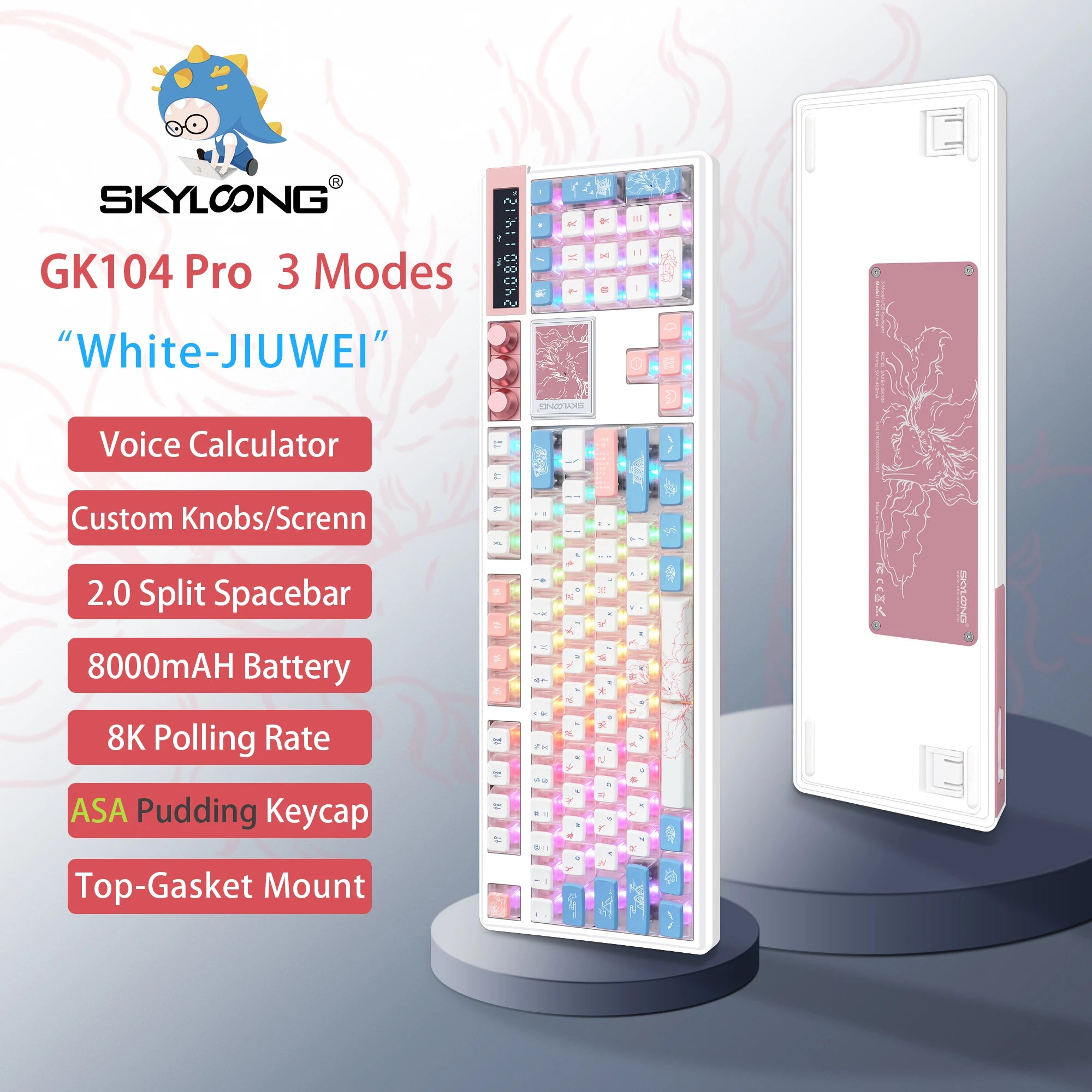 SKYLOONG GK104 Pro Mechanical Keyboard Wireless Gaming Keyboard Full-Size RGB PBT Keycap Hot-swap Silent Switch PC Accessories