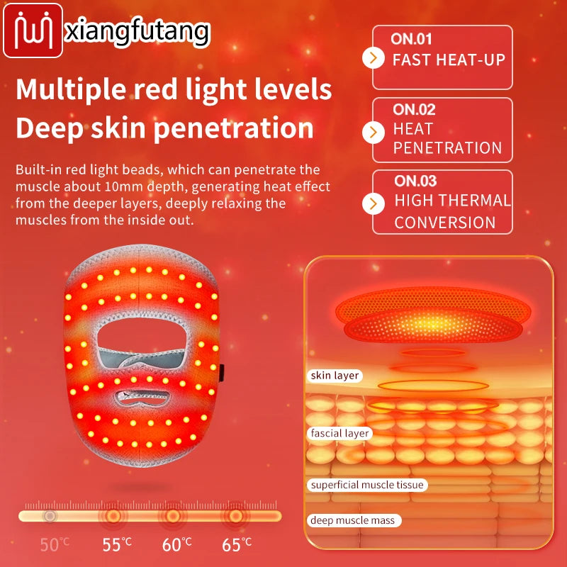 Electric Heated Facial Mask – Red Light Massager for Muscle Relaxation
