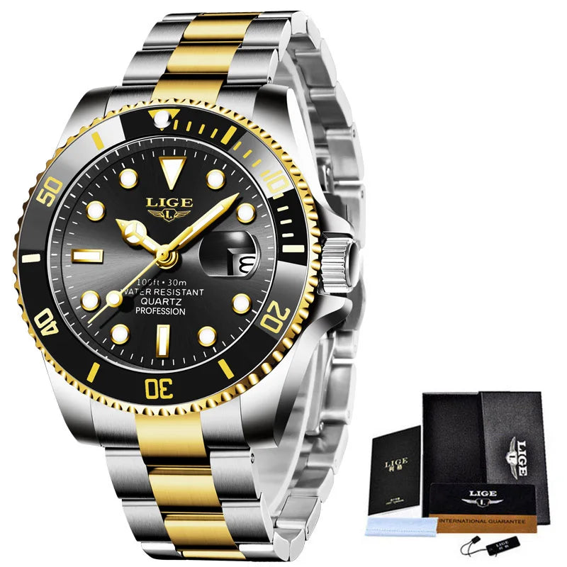 LIGE 10045 Men's Diver Sports Quartz Watch