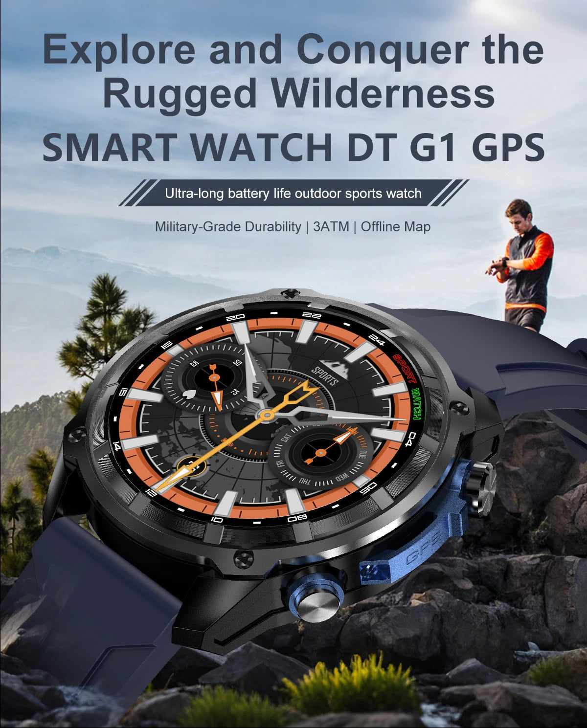 Military GPS Smart Watch – 860mAh
