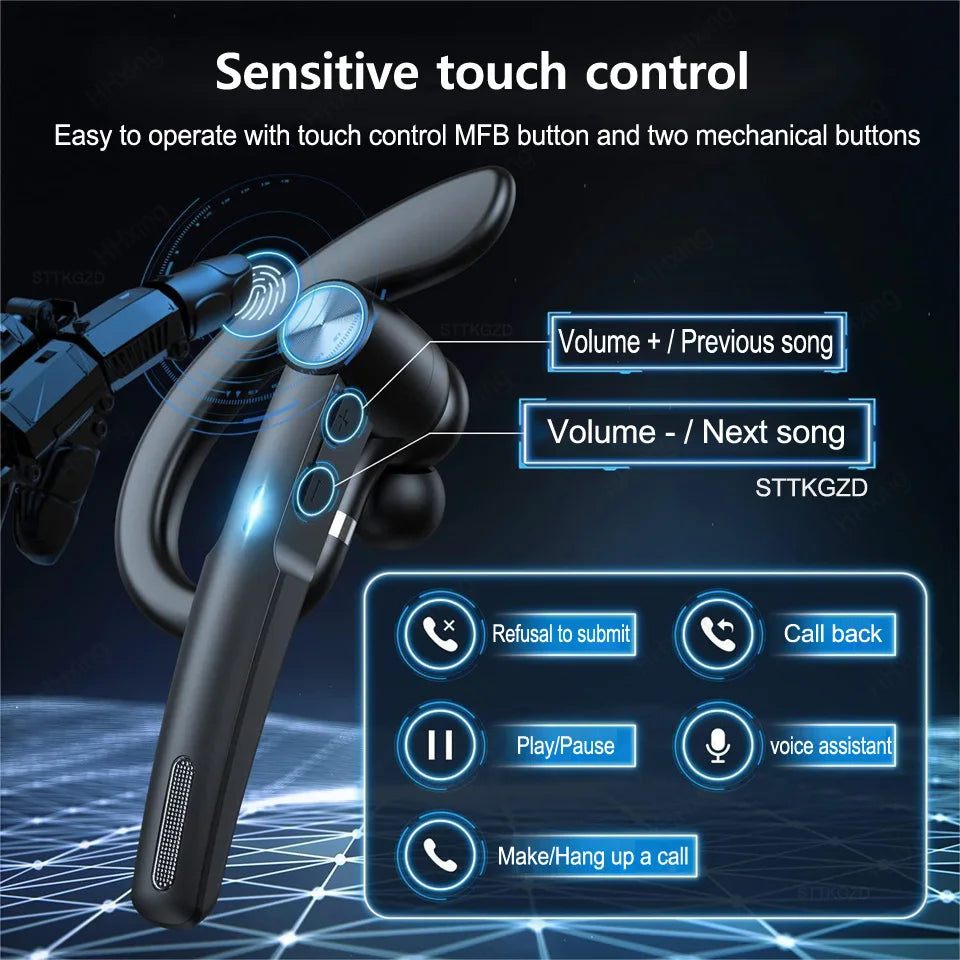 Wireless Bluetooth Headset Noise Cancelling Handsfree Business