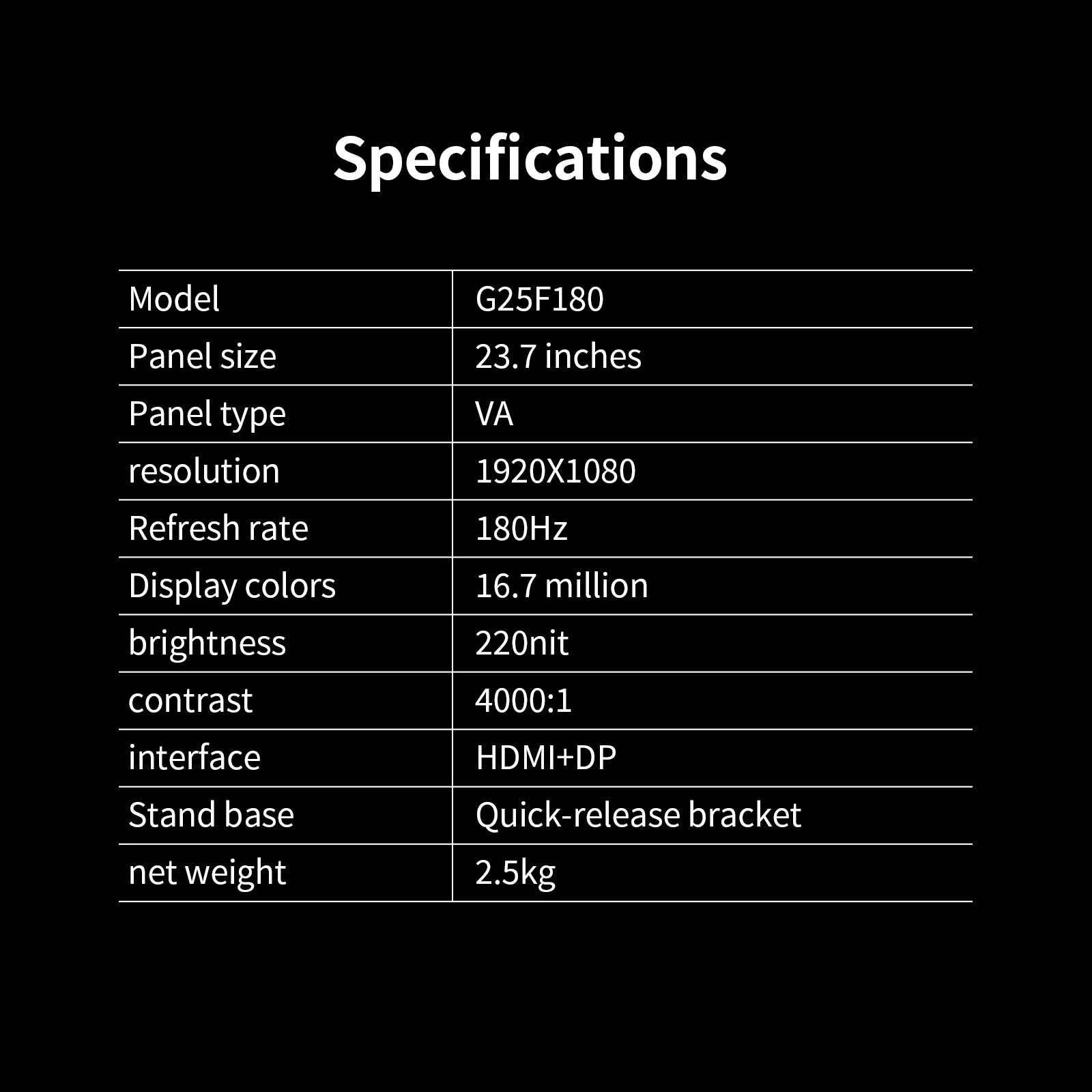 Reletech 23.8" Curved 180Hz FHD VA Gaming Monitor