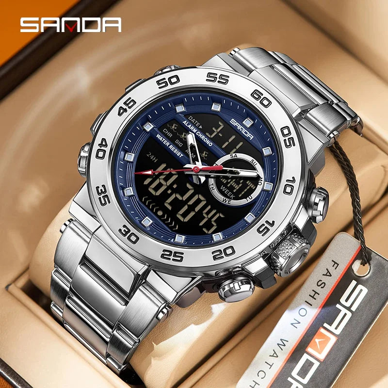 SANDA 6296 Men's Dual Display Sports Watch
