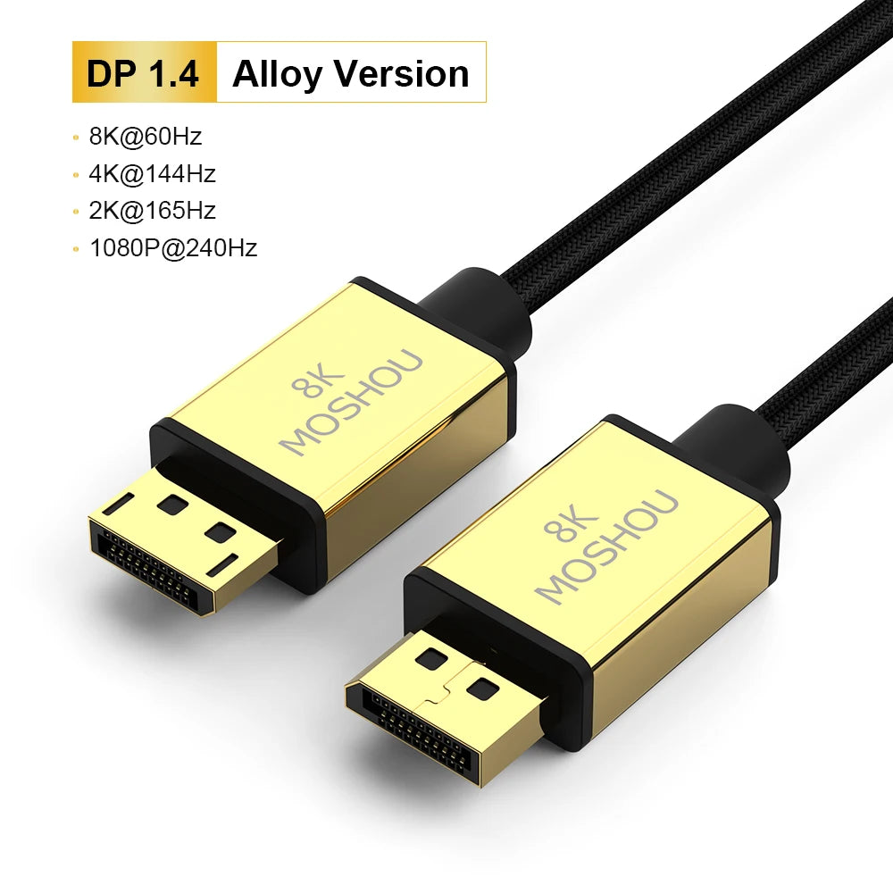 MOSHOU DisplayPort 2.1 Cable 80Gbps 16K G-Sync HDR10