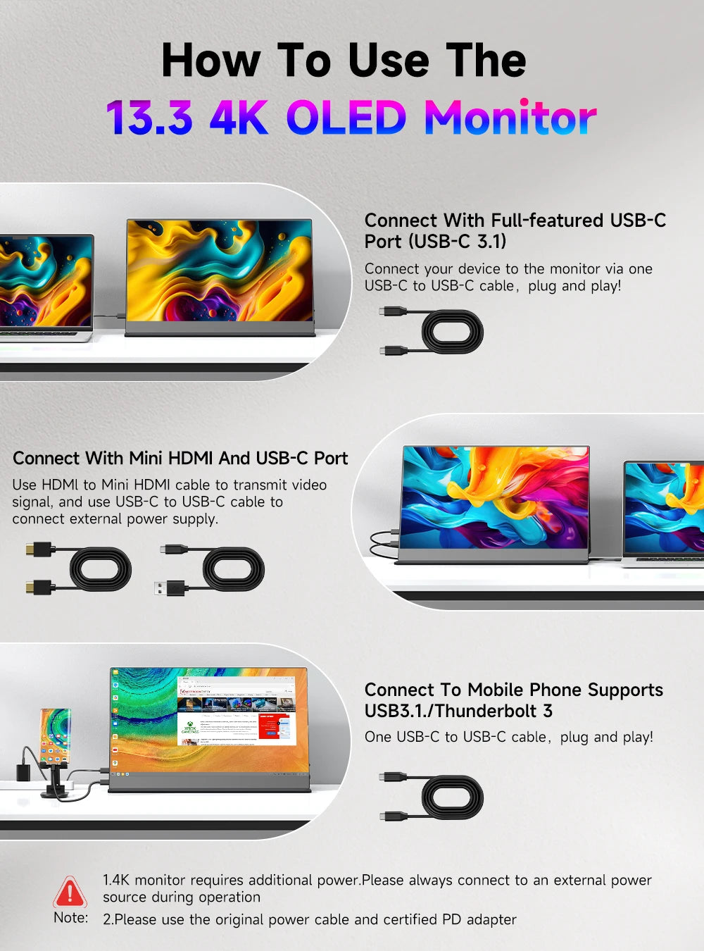 UPERFECT 13.3" OLED 4K Portable Gaming Monitor