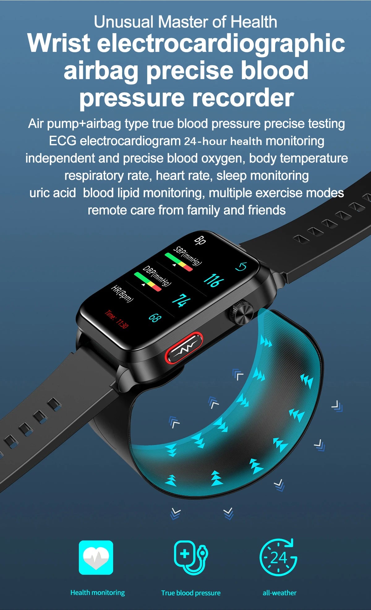 Air Pump Blood Pressure Smart Watch 2026