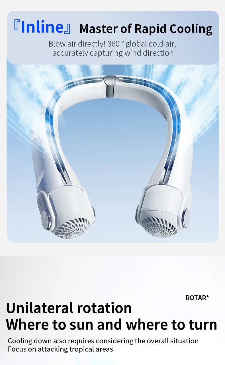 Rotor Bladeless Neck Fan – USB Rechargeable Turbo Cooling Fan