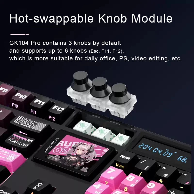 SKYLOONG GK104 Pro Mechanical Keyboard Wireless Gaming Keyboard Full-Size RGB PBT Keycap Hot-swap Silent Switch PC Accessories