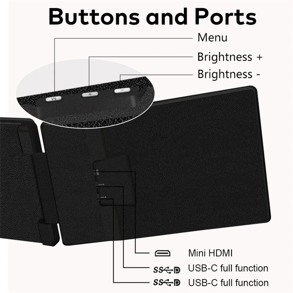 14" FHD IPS Dual Portable Monitor Screen Extender