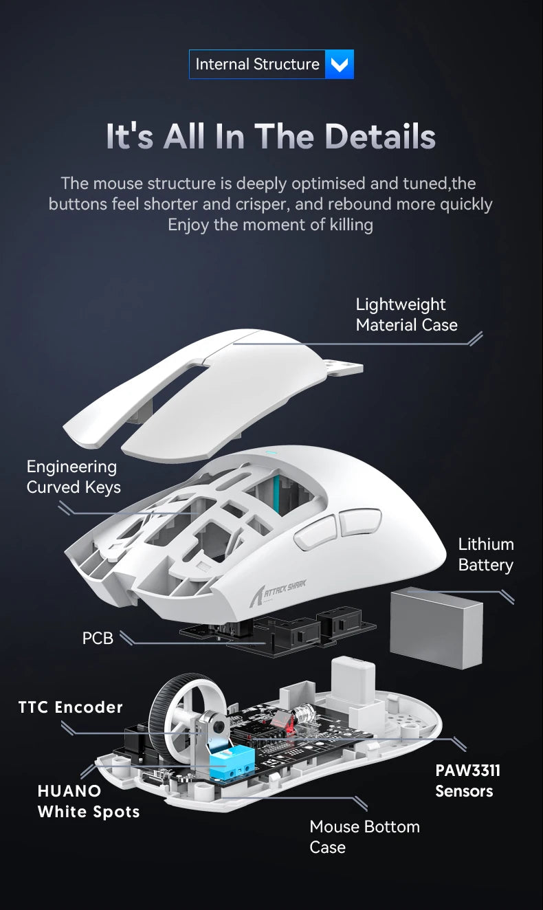 ATTACK SHARK X11 Wireless Gaming Mouse 22000 DPI 3-Mode