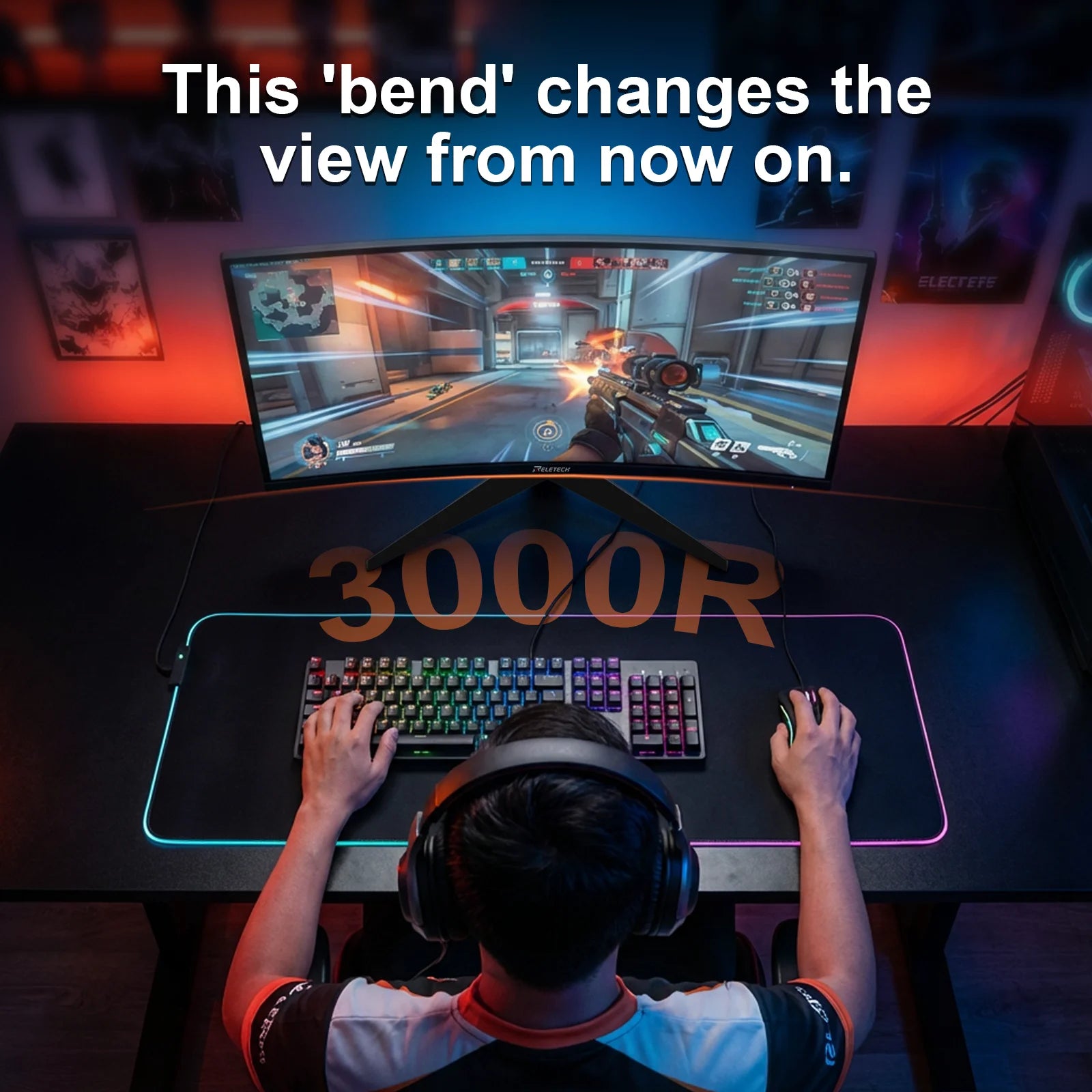 Reletech 23.8" Curved 180Hz FHD VA Gaming Monitor
