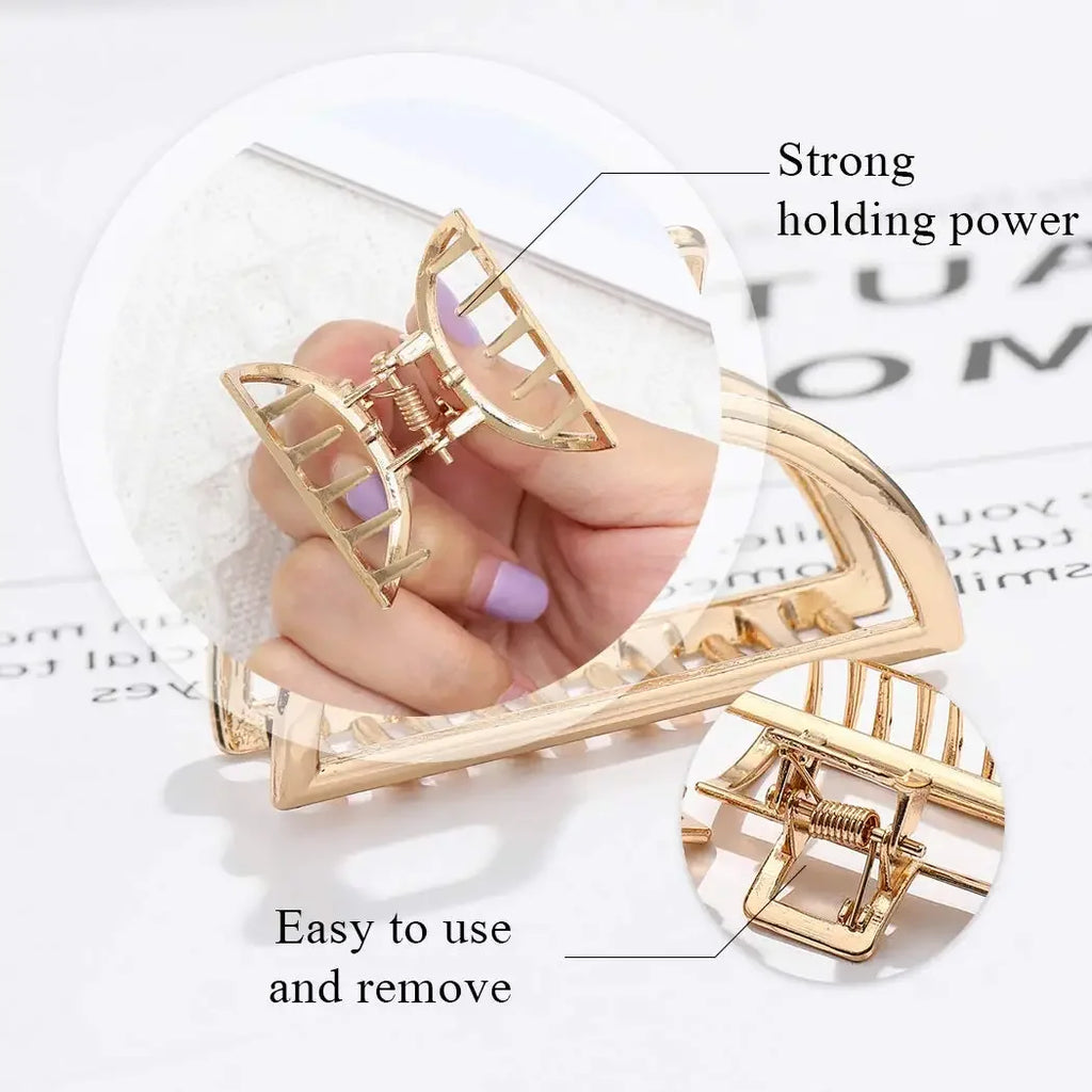 Mini Gold Hair Claw Clips – 2 Pack