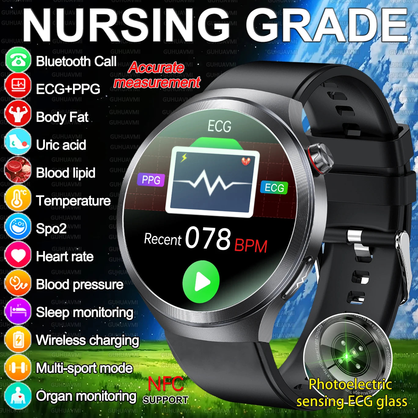 ECG+PPG Blood Lipid Smart Watch