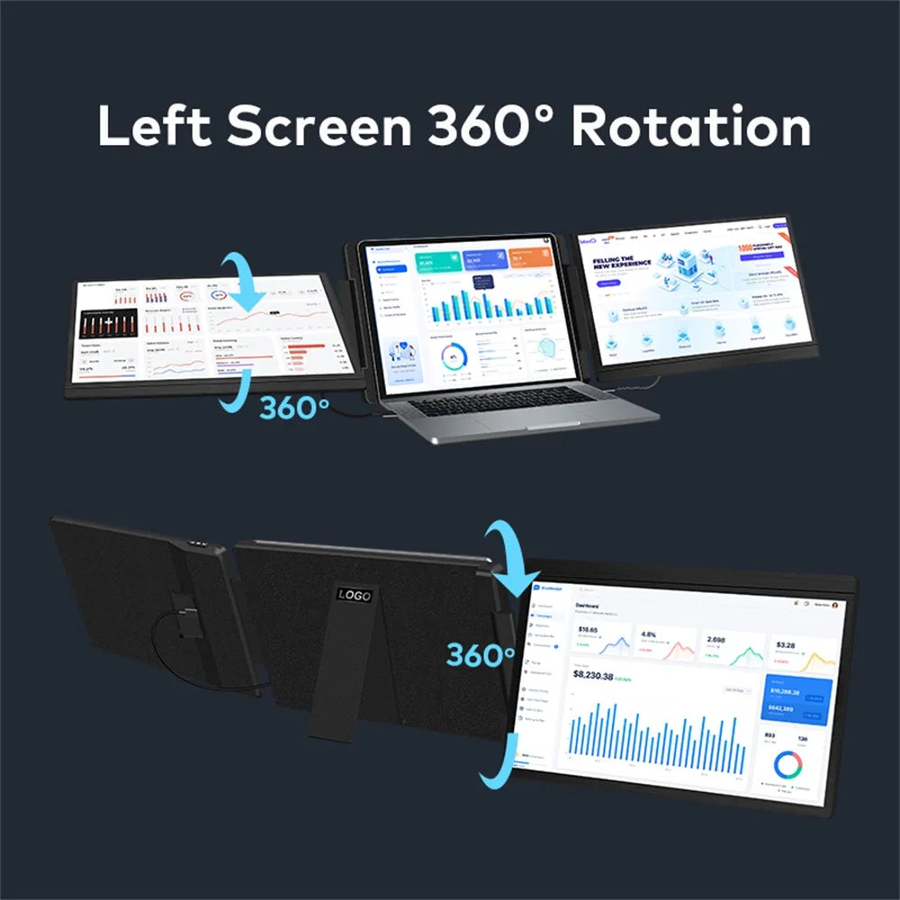 14" FHD IPS Dual Portable Monitor Screen Extender