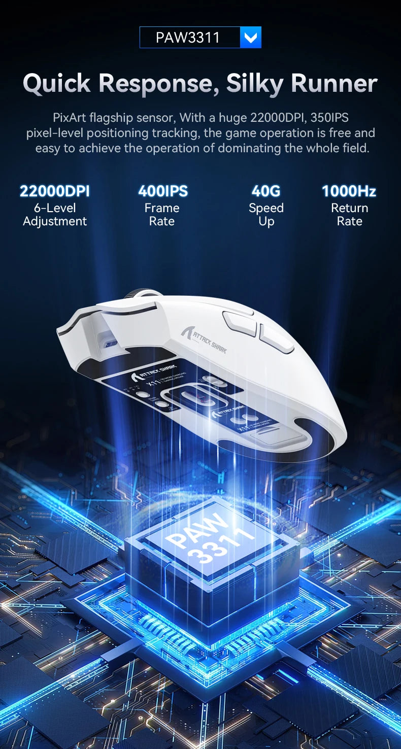 ATTACK SHARK X11 Wireless Gaming Mouse 22000 DPI 3-Mode