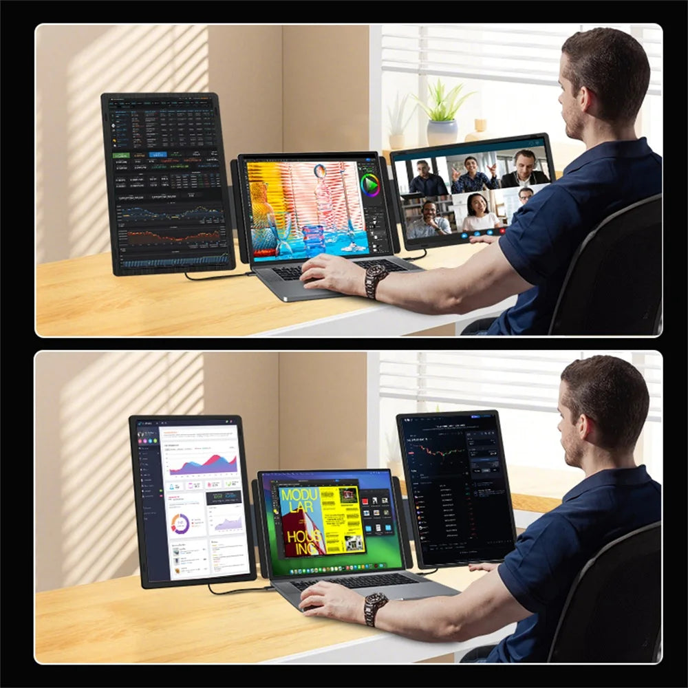 14" FHD IPS Dual Portable Monitor Screen Extender