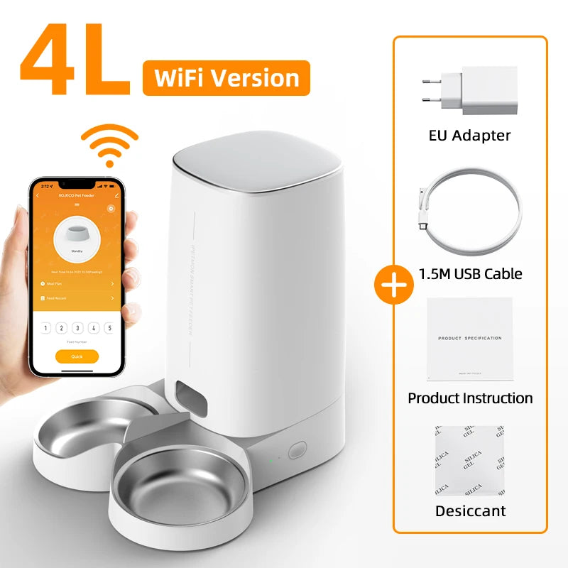 ROJECO WiFi Smart Double Cat Feeder