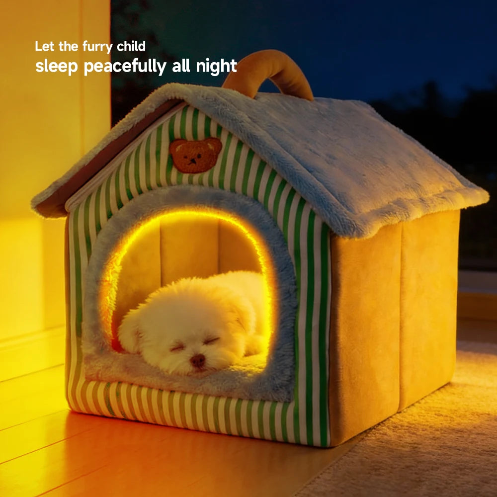 Foldable Washable Pet Cave House – Cat & Small Dog Bed