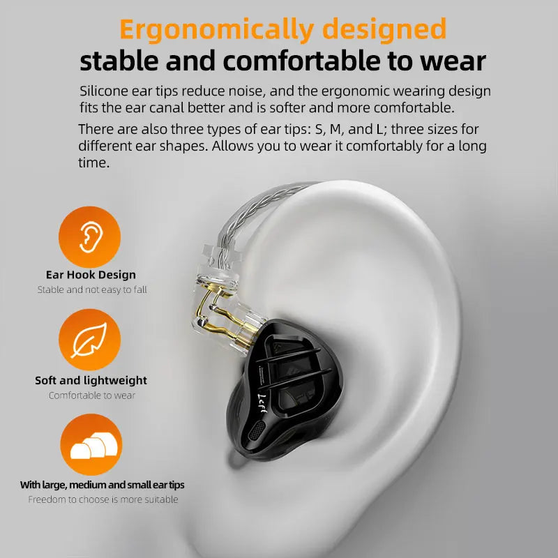 KZ ZAR 8-Driver Audiophile Earphones 1 Dynamic+7BA HiFi Soundstage Gaming/Monitor Headphones