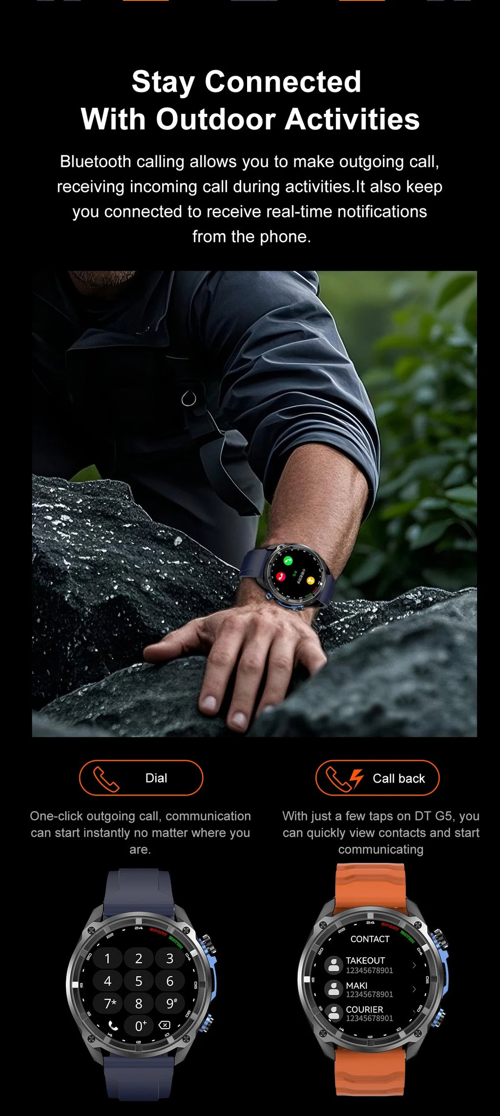 GPS Offline Map Smart Watch – 1000mAh