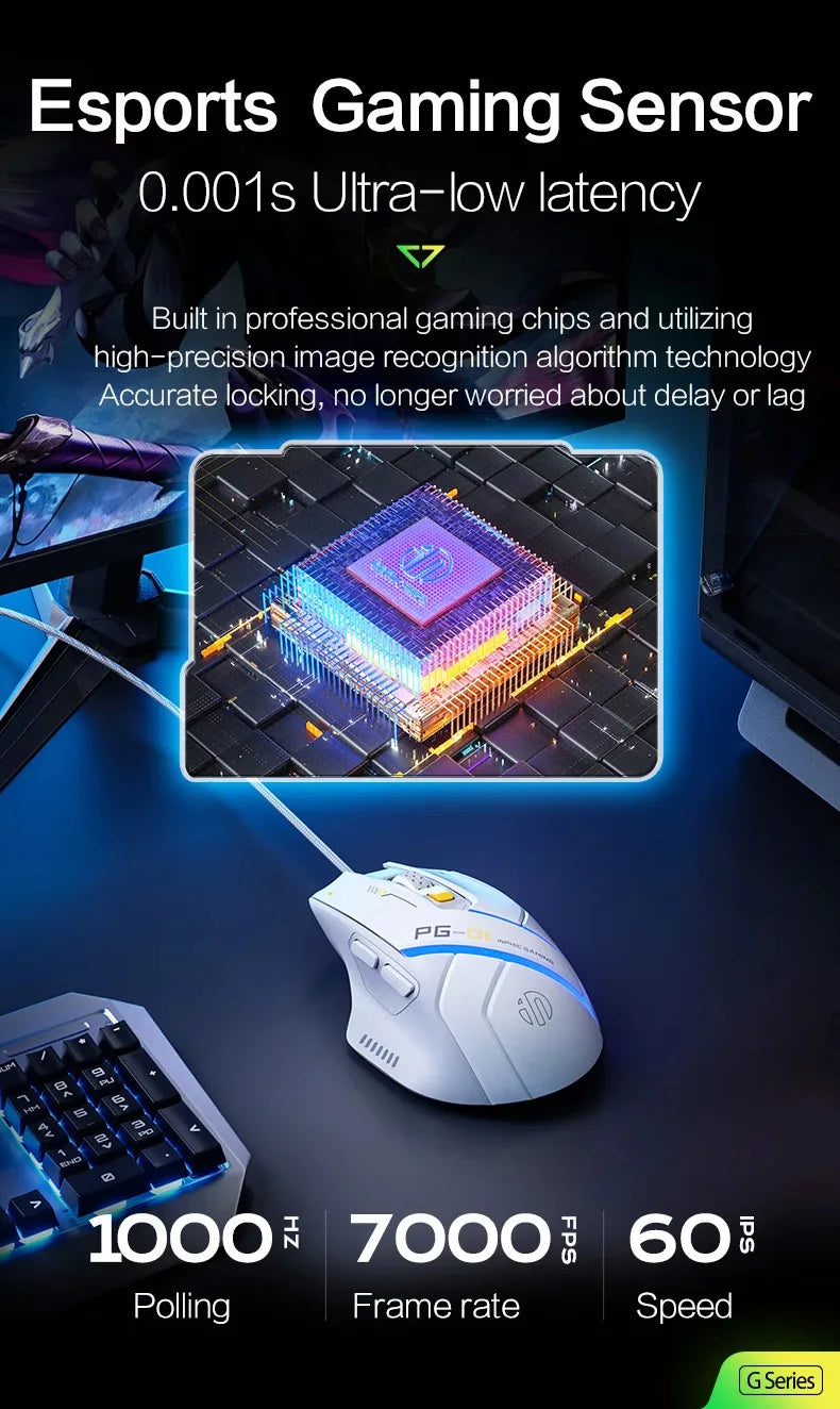 Inphic PG1 RGB Wired Gaming Mouse 12800 DPI 1000Hz