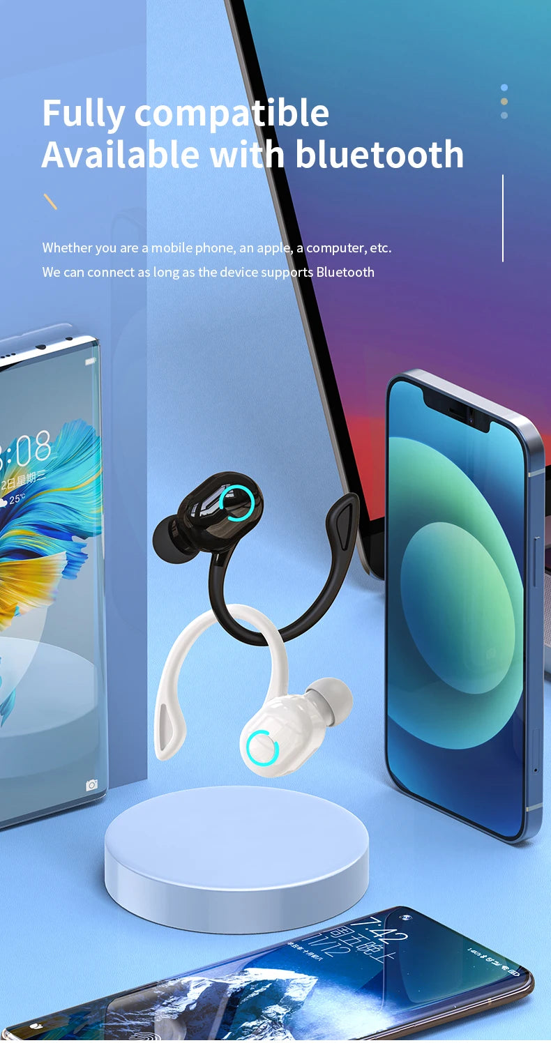 HiFi Bass Ear-Hook Earbuds Noise Cancelling Waterproof