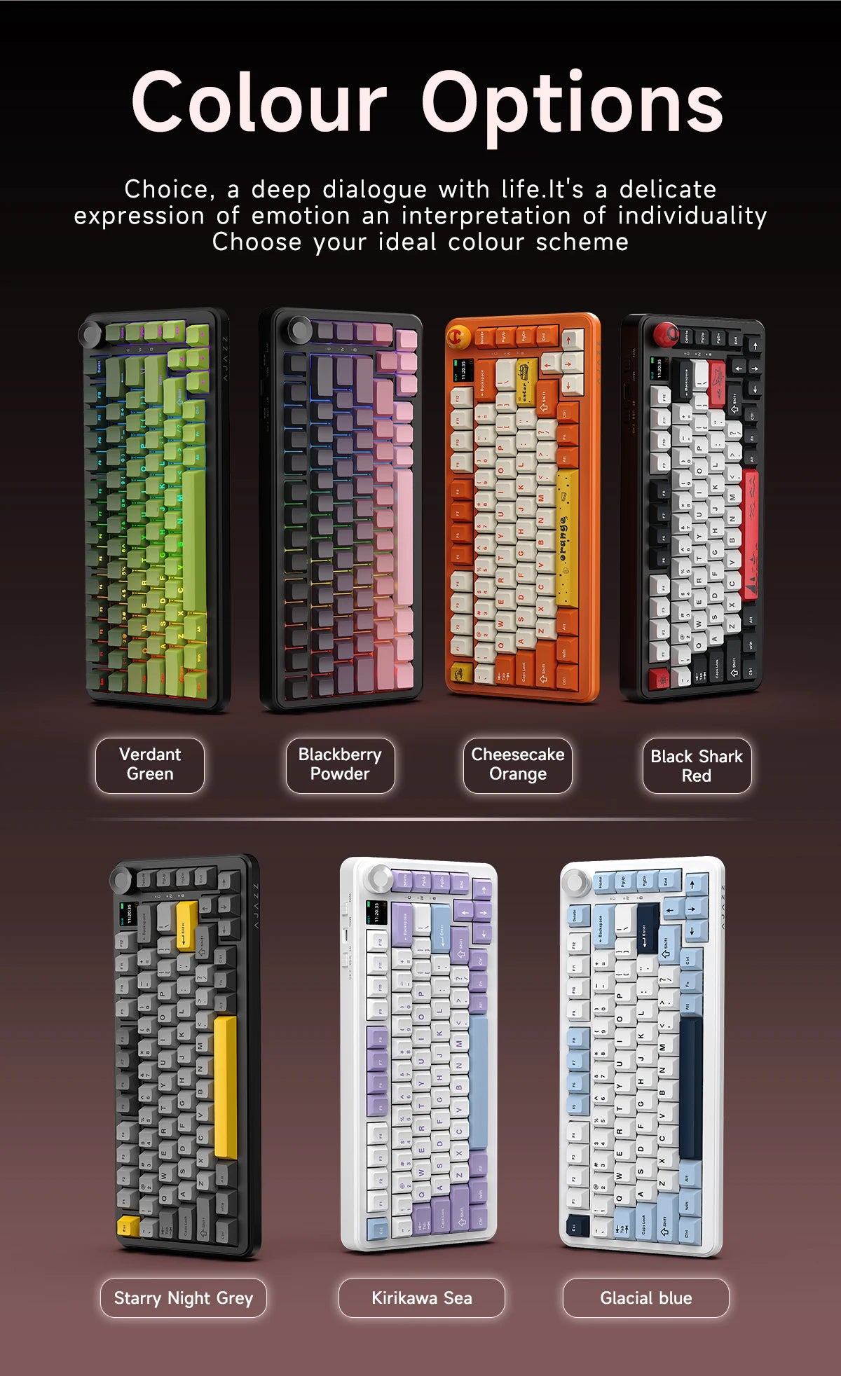 AJAZZ AK820 MAX/MAX Plus Gaming Keyboard Tri Mode 8000mAh Gasket TFT Screen Hot Plug Mechanical Keyboard Customized PC Accessory